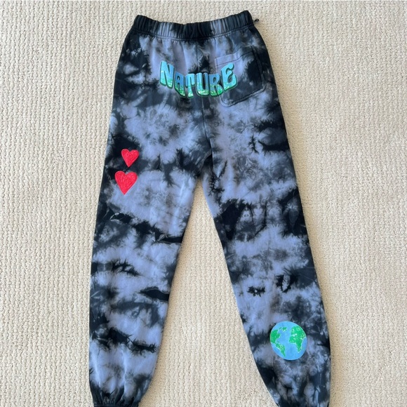 CONEY ISLAND PICNIC Nature Grey Black Graphic Tie Dye Sweatpants S - Picture 7 of 14